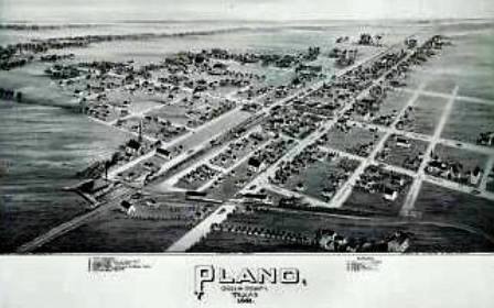 Image of shops and homes in Plano in 1891